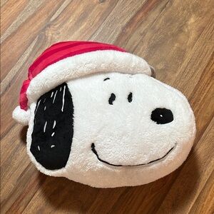 Snoopy Plush Pillow with Santa Hat NWT embroidered accents soft and fluffy